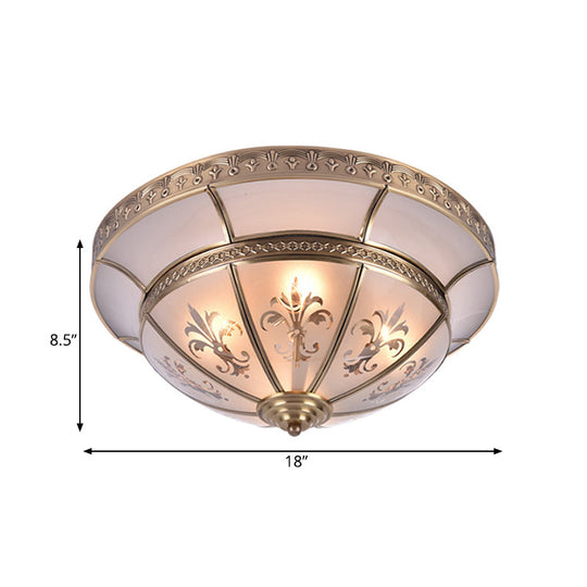 Traditional Brass Dome Flush Mount Light Fixture - 15/18 Width And 3/4 Lights For Living Room