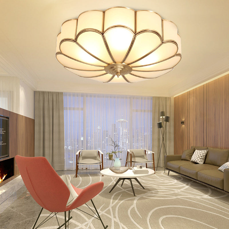 Brass Scalloped Ceiling Lighting - Traditional Metal Flush Mount Light Fixture With 3/4/6 Heads