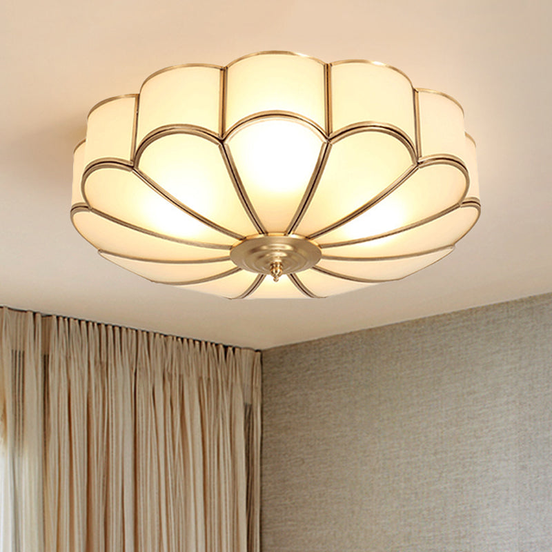 Brass Scalloped Ceiling Lighting - Traditional Metal Flush Mount Light Fixture With 3/4/6 Heads