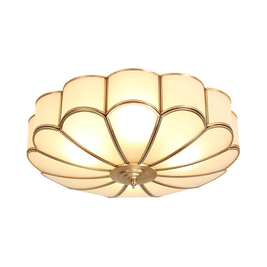 Brass Scalloped Ceiling Lighting - Traditional Metal Flush Mount Light Fixture With 3/4/6 Heads