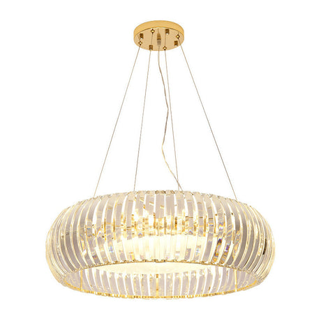 Donut Chandelier Crystal Pendant Light - Modernist Design 6/8 Bulbs Gold Suspension Warm/White
