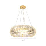 Donut Chandelier Crystal Pendant Light - Modernist Design 6/8 Bulbs Gold Suspension Warm/White