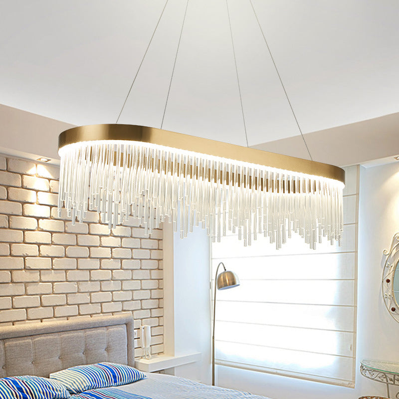 Modern Tubular Crystal Chandelier Lamp - Led Brass Pendant Light In Warm/White 23.5’/31.5’/39’ Wide