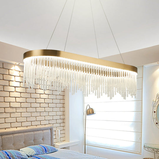 Modern Tubular Crystal Chandelier Lamp - Led Brass Pendant Light In Warm/White 23.5’/31.5’/39’ Wide