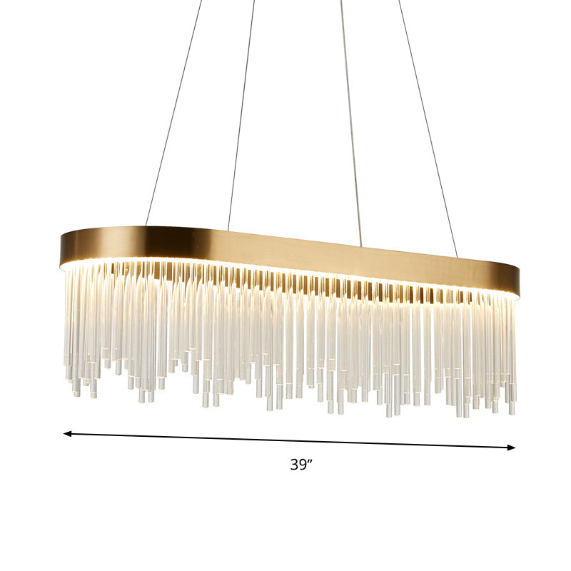 Modern Tubular Crystal Chandelier Lamp - Led Brass Pendant Light In Warm/White 23.5’/31.5’/39’ Wide