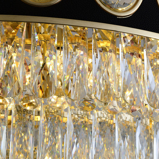 Postmodern Black And Gold Crystal Block Chandelier Lighting 3 Tiers 9/11 Heads 19.5/23.5 Wide