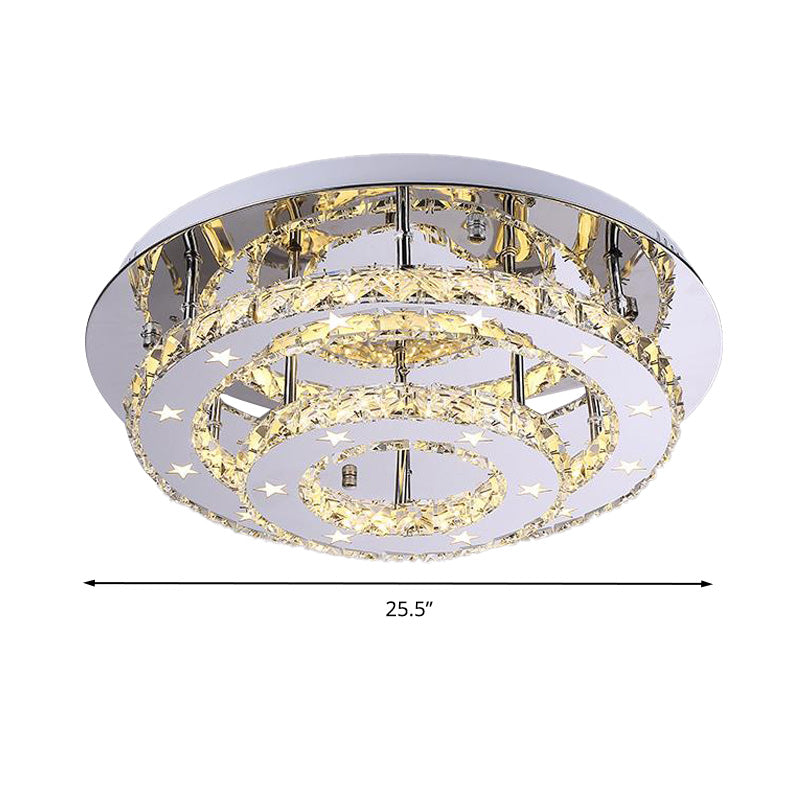 Modern 2 - Tier Crystal Led Ceiling Light In Chrome: Warm White And 3 - Color Options 18’ -