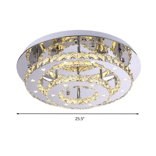 Modern 2 - Tier Crystal Led Ceiling Light In Chrome: Warm White And 3 - Color Options 18’ -