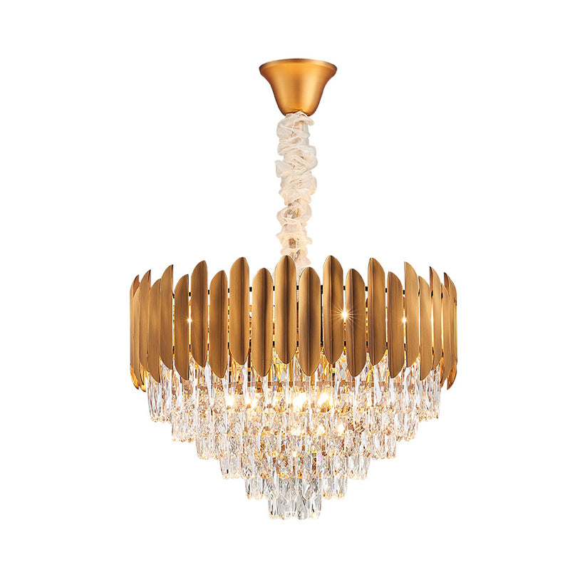 Postmodern Faceted Crystal Cone Chandelier Pendant Light