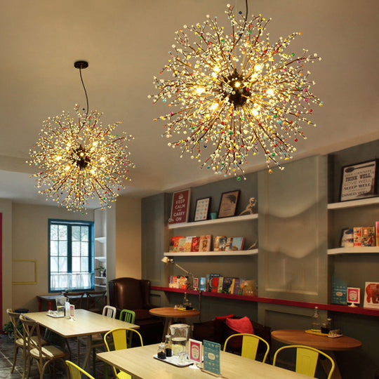 Modern Crystal Starburst Chandelier: 23.5’/31.5’ Wide 8/12 Lights White/Red And Green