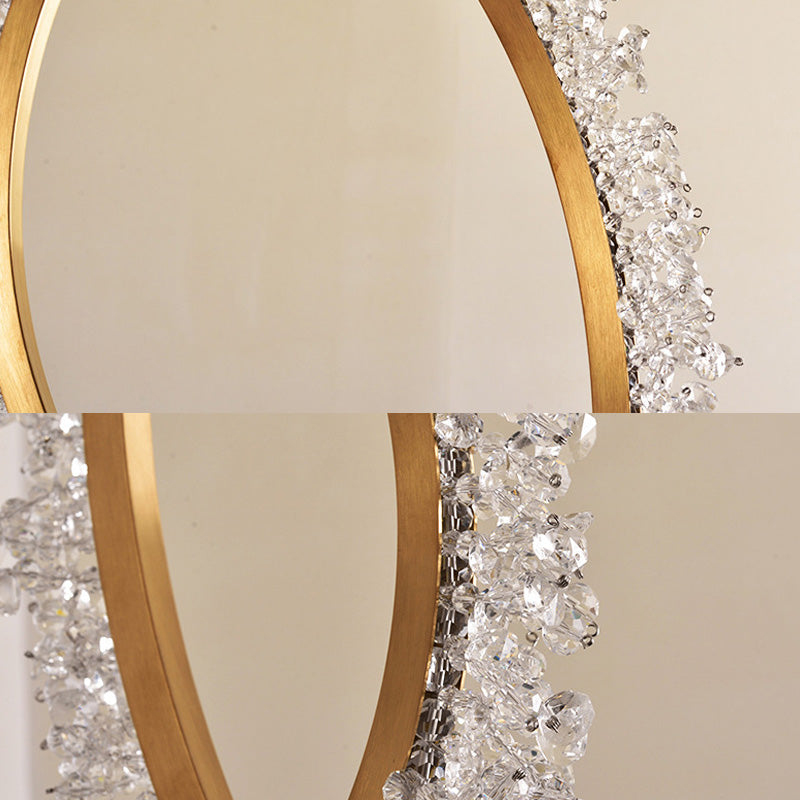 Modern Gold Loop Crystal Pendant Chandelier Led Hanging Lamp Kit With Three Width Options - Warm
