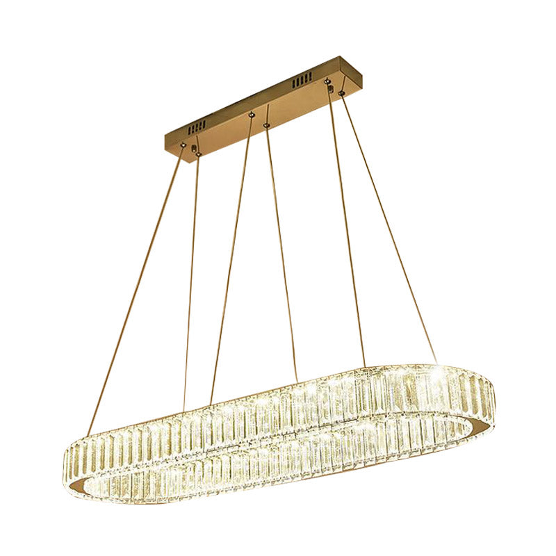 Modern Chrome Oval Led Chandelier Pendant Light - Wide 27.5’/35.5’ Fixture