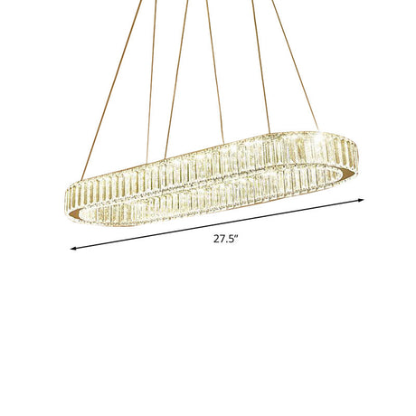 Modern Chrome Oval Led Chandelier Pendant Light - Wide 27.5’/35.5’ Fixture