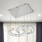 Modern C-Shape Led Crystal Chandelier In Warm/White/3 Color Light Chrome / Warm