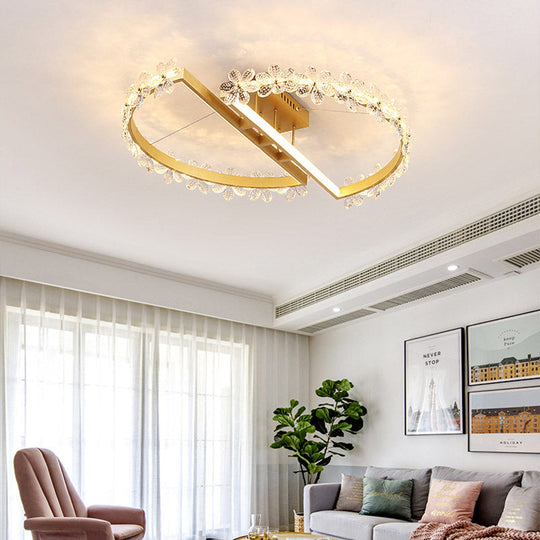 19.5’/29’ Petal Crystal Led Ceiling Mounted Fixture - Gold Flush Mount Lighting In Warm/White/3