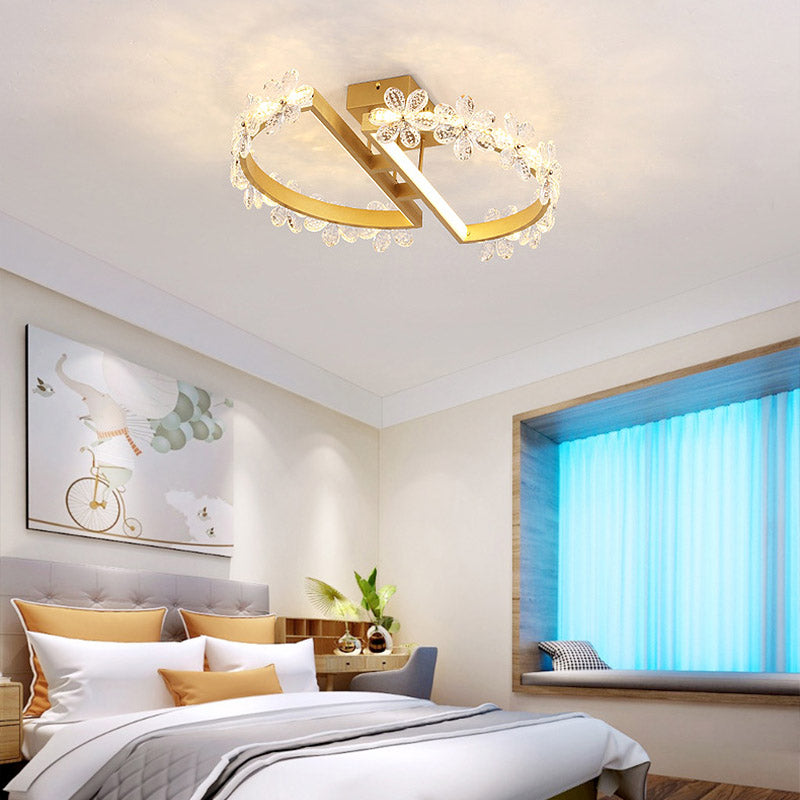 19.5’/29’ Petal Crystal Led Ceiling Mounted Fixture - Gold Flush Mount Lighting In Warm/White/3