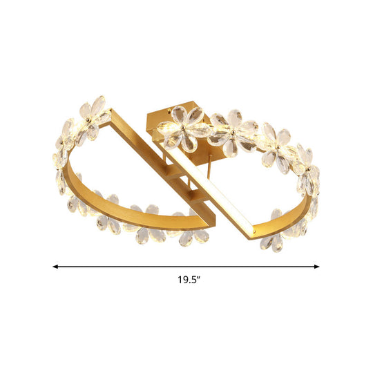 19.5’/29’ Petal Crystal Led Ceiling Mounted Fixture - Gold Flush Mount Lighting In Warm/White/3