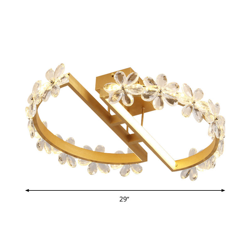 19.5’/29’ Petal Crystal Led Ceiling Mounted Fixture - Gold Flush Mount Lighting In Warm/White/3