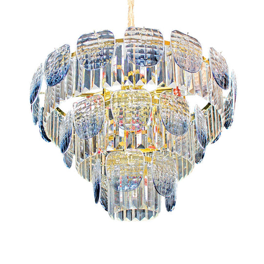 Faceted Crystal Hanging Light Kit - Modern 5/10 Blue Pendant Chandelier