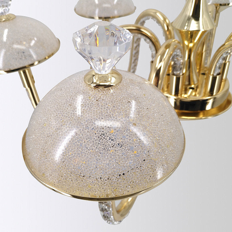 Modern K9 Crystal Pendant Chandelier With Frosted Glass Shade