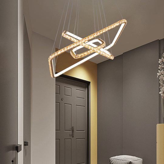 Modernism 3-Tier Gold Chandelier With Clear Crystal Led Pendant - Restaurant Lighting In 3 Colors