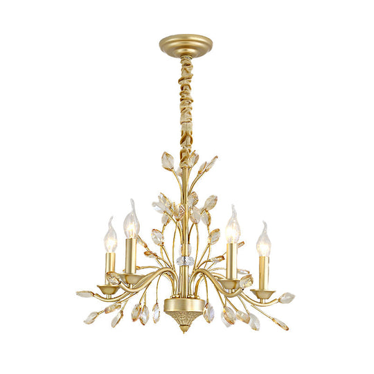 Modern Crystal Pendant Chandelier With Brass Hanging Light - 5/6/8 Bulbs 22/27.5/31.5 Width