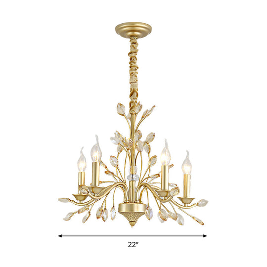 Modern Crystal Pendant Chandelier With Brass Hanging Light - 5/6/8 Bulbs 22/27.5/31.5 Width