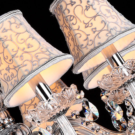 Clear Crystal Modernist Bell Ceiling Chandelier With 6/8 Bulbs - Living Room Pendant Lamp In Beige