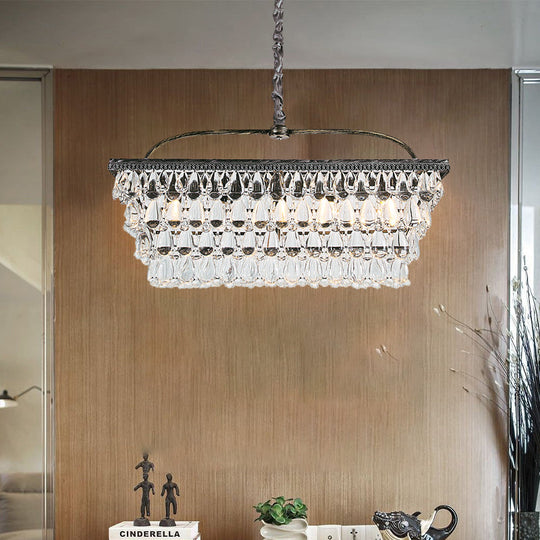 Modern Silver Teardrop Crystal Ceiling Light With 4/6 Heads For Living Room Island