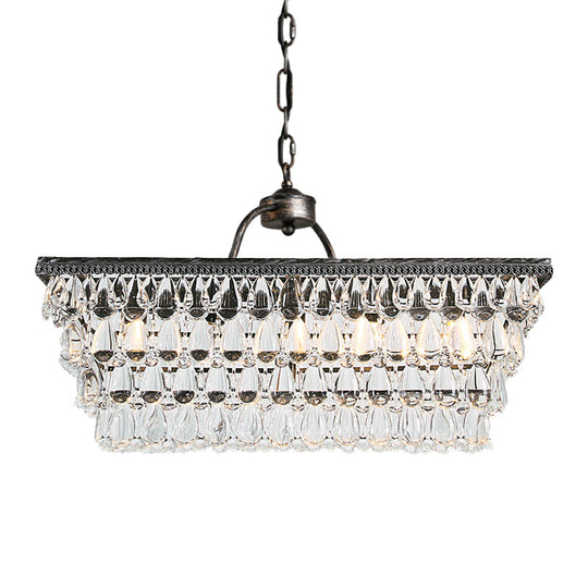 Modern Silver Teardrop Crystal Ceiling Light With 4/6 Heads For Living Room Island