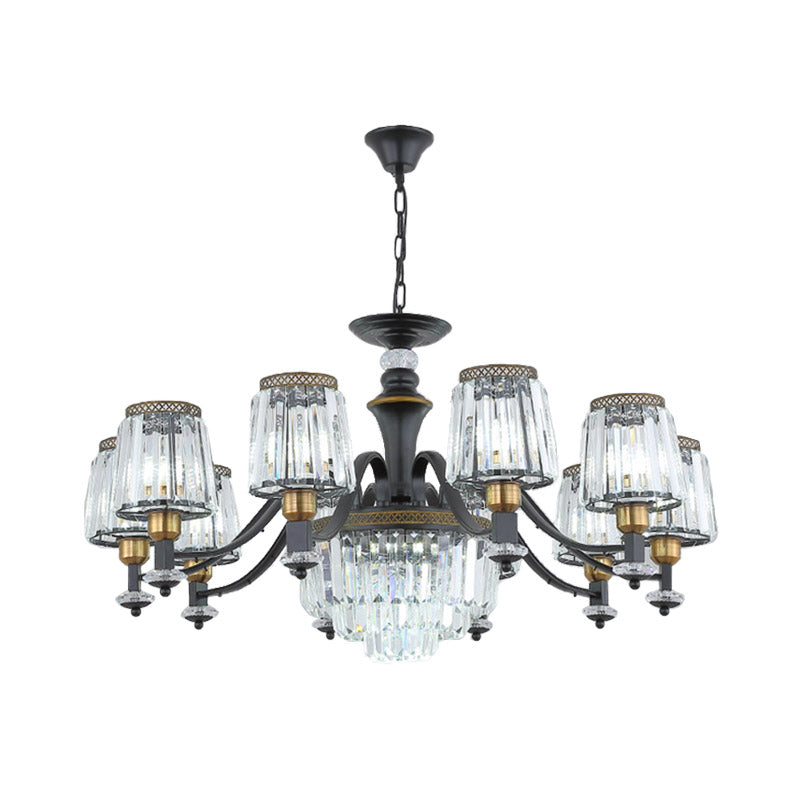 Modern Black Sputnik Chandelier - Crystal Rod Hanging Light Fixture 8/10/12 Lights Wide Design