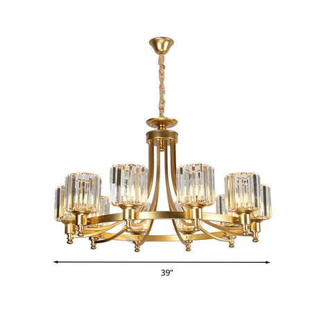 Postmodern Crystal Rod Pendant Light With 10 Black/Brass Heads