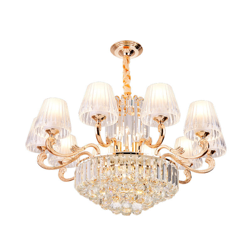 Postmodern Empire Shaped Crystal Rod Pendant Chandelier - 6/8/10 Heads Gold Suspension Light