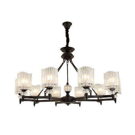 Contemporary Black Suspension Lighting - Crystal Rod Hanging Lamp Kit With Multiple Head Options And