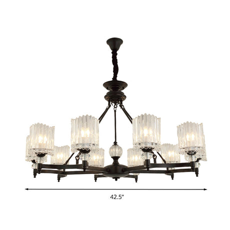 Contemporary Black Suspension Lighting - Crystal Rod Hanging Lamp Kit With Multiple Head Options And