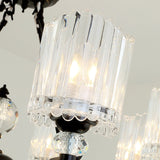 Contemporary Black Suspension Lighting - Crystal Rod Hanging Lamp Kit With Multiple Head Options And