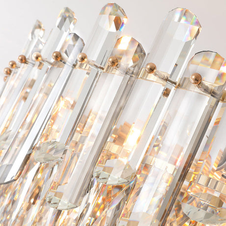 Postmodern Brass Chandelier - Beveled Crystal Drum Pendant Light Kit (10 Heads)