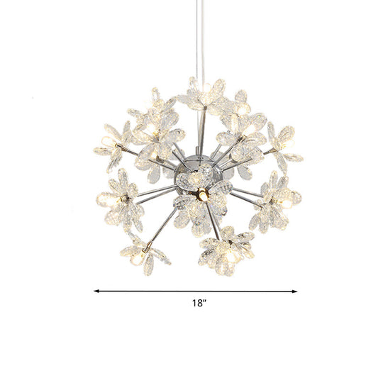 Contemporary Crystal Starburst Ceiling Light Fixture - Chrome/Gold Chandelier Pendant Multi-Head