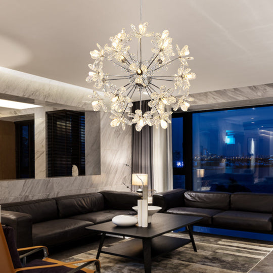 Contemporary Crystal Starburst Ceiling Light Fixture - Chrome/Gold Chandelier Pendant Multi-Head