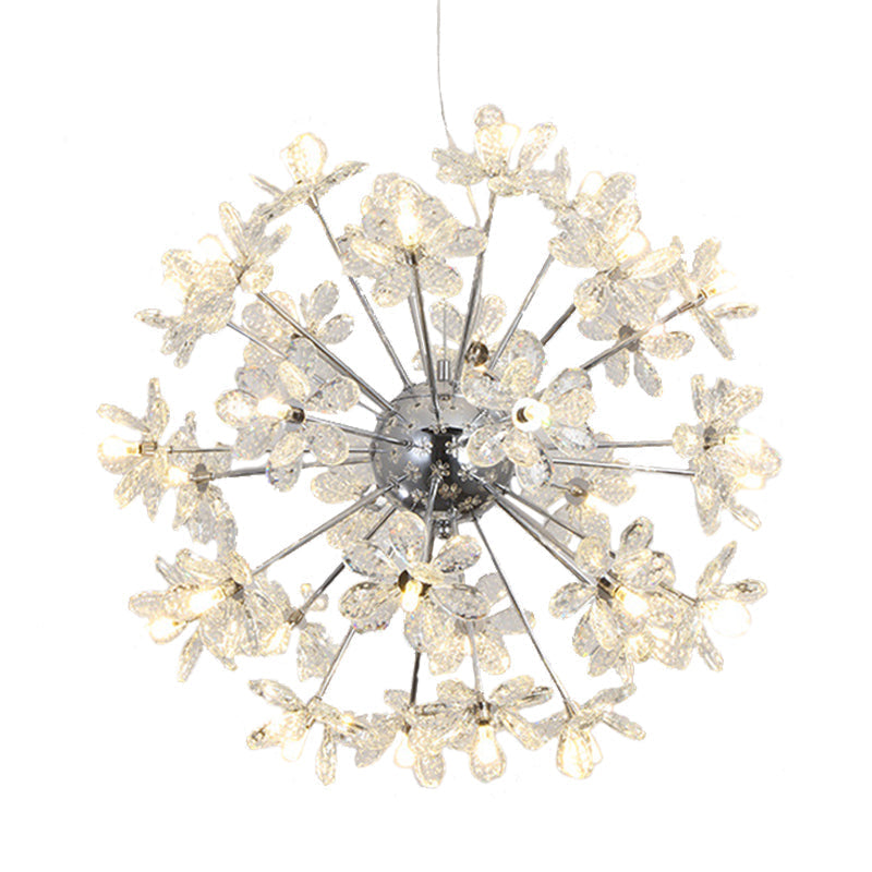 Contemporary Crystal Starburst Ceiling Light Fixture - Chrome/Gold Chandelier Pendant Multi-Head