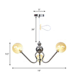 Modern Industrial Hanging Chandelier With 3 Amber/Clear Glass Shades Black/Chrome Finish Orbit