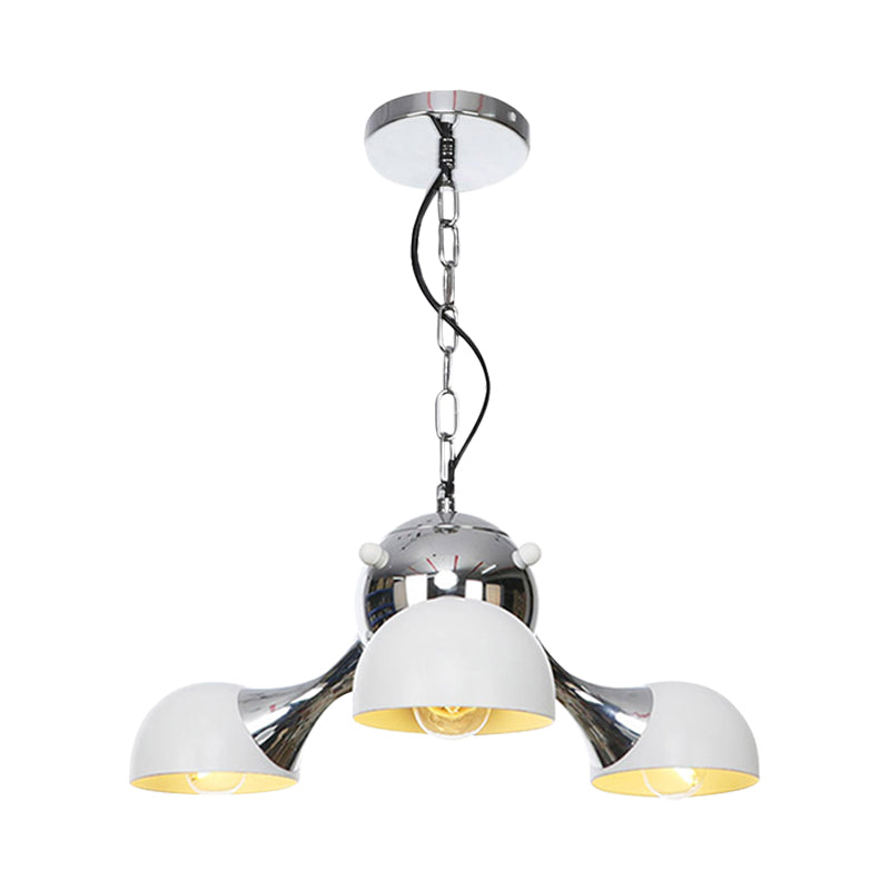Industrial Dome Hanging Light Fixture - Metallic 3/4/5 Heads Chandelier Lamp For Living Room