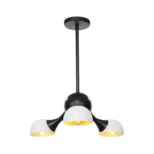 Industrial Dome Hanging Light Fixture - Metallic 3/4/5 Heads Chandelier Lamp For Living Room