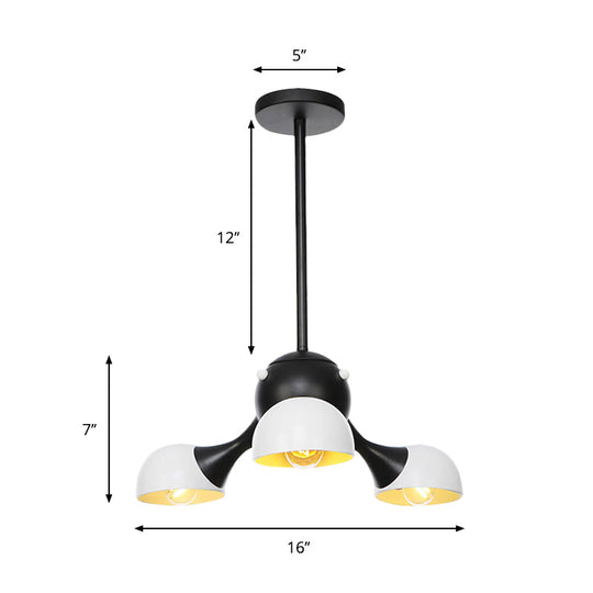 Industrial Dome Hanging Light Fixture - Metallic 3/4/5 Heads Chandelier Lamp For Living Room