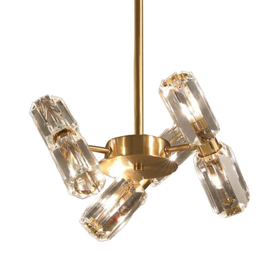 Contemporary Gold Tube Faceted Crystal Chandelier Lamp With 6/8/10 Bulbs - Hanging Ceiling Light