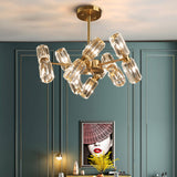 Modern Faceted Crystal Chandelier - Gold Finish With 6/8/10 Bulbs Hanging Ceiling Light
