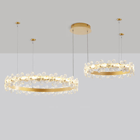 Modernist Crystal Led Circle Chandelier In Gold For Living Room - Elegant Ceiling Pendant Light