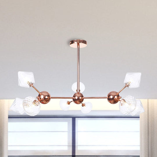Farmhouse Style Diamond Chandelier: Amber/Clear Glass Multiple Light Options 13’/27.5’/34’