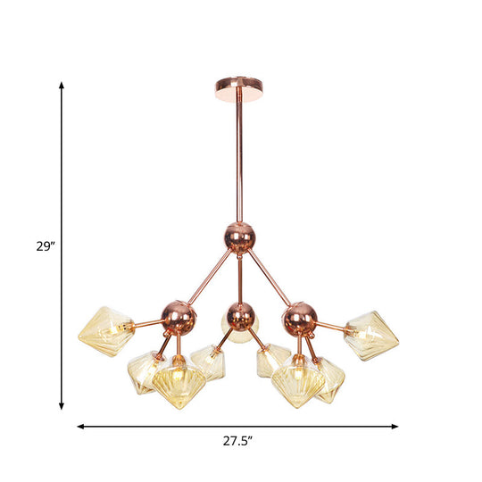 Farmhouse Style Diamond Chandelier: Amber/Clear Glass Multiple Light Options 13’/27.5’/34’ Wide