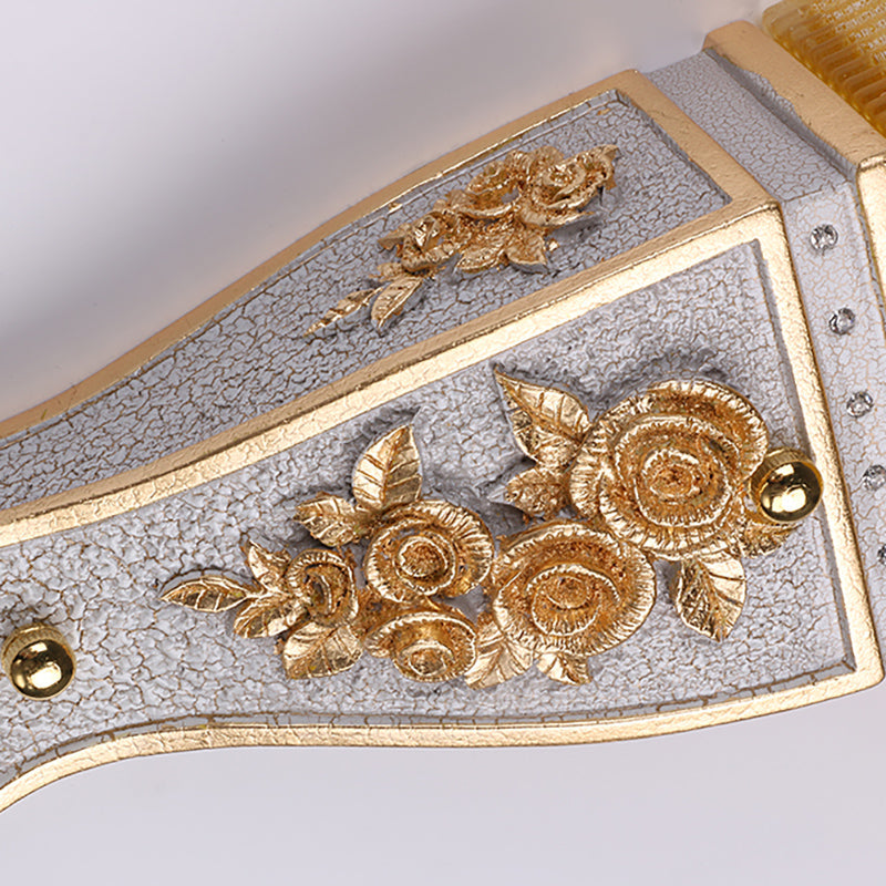 Modern Yellow Glass And Resin Wall Sconce Light Fixture With Gold/White Flared Shade